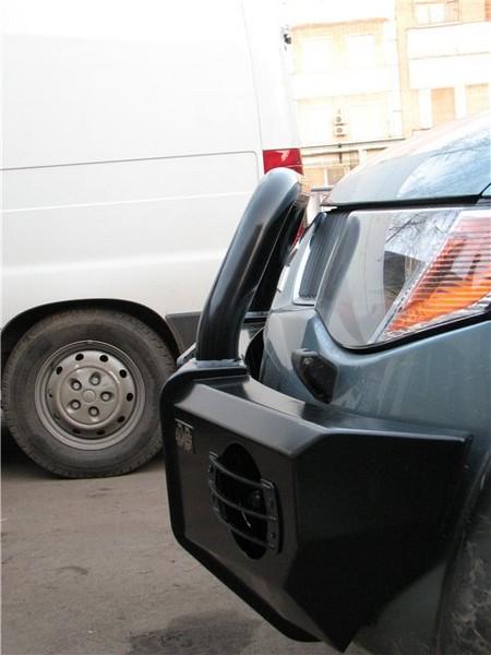 Силовая накладка РИФ с фаркопом и средним кенгурином на передний бампер Mitsubishi L200 2007-2015