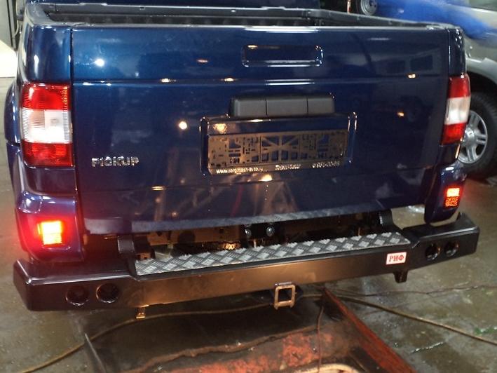 Силовой задний бампер РИФ УАЗ Pickup (УАЗ-23632 Пикап) с фаркопом