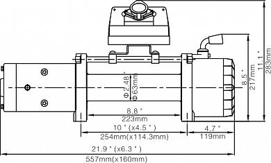 Лебедка электрическая 12V Runva 10000 lbs. 4500 кг.