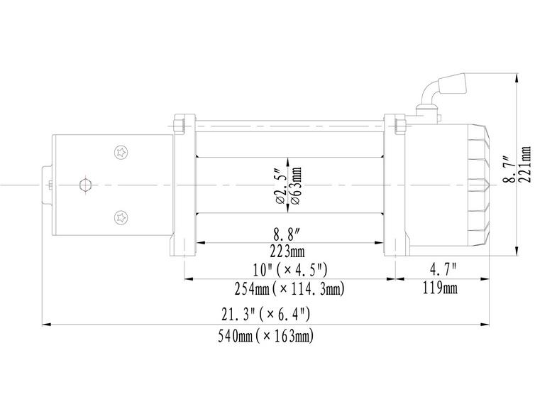 Лебёдка электрическая автомобильная 12V Runva 9500 lbs. 4350 кг. синтетический трос