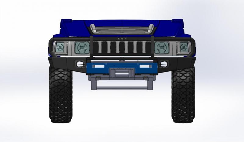 Передний силовой бампер со съемным кенгурином - HUMMER H3.