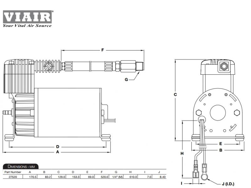 Стационарная пневмосистема VIAIR 275C ресивер 7.6 л.