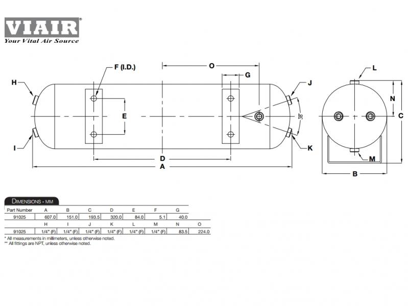 Стационарная пневмосистема VIAIR 450C ресивер 9.5 л.