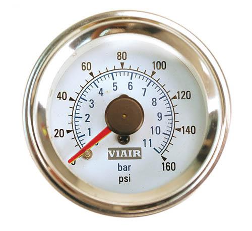 Манометр VIAIR бортовой 160PSI/11,03Bar (2 стрелки,белый)