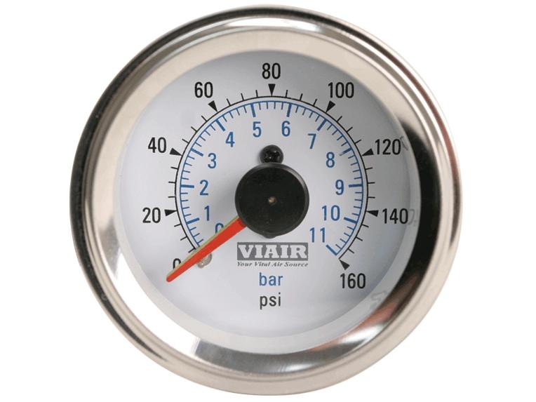 Манометр VIAIR бортовой 160PSI/11,03Bar (2 стрелки,белый)