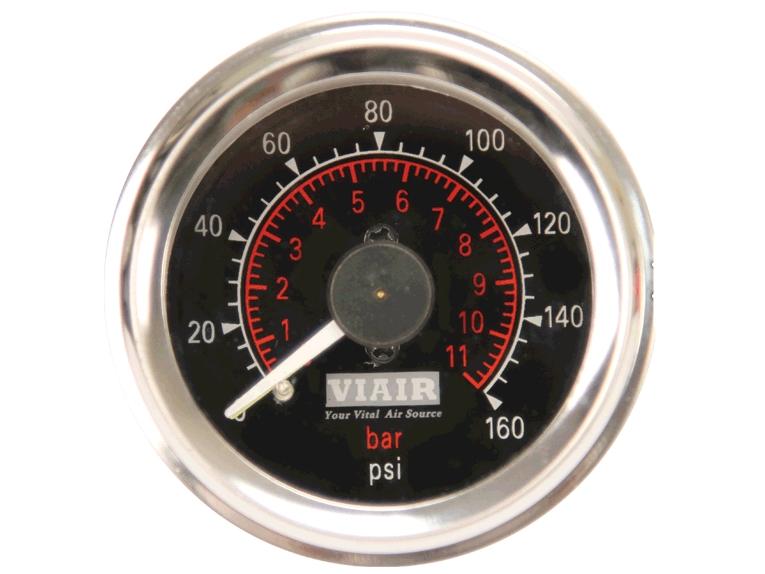 Манометр VIAIR бортовой 160PSI/11,03Bar (2 стрелки,черный)